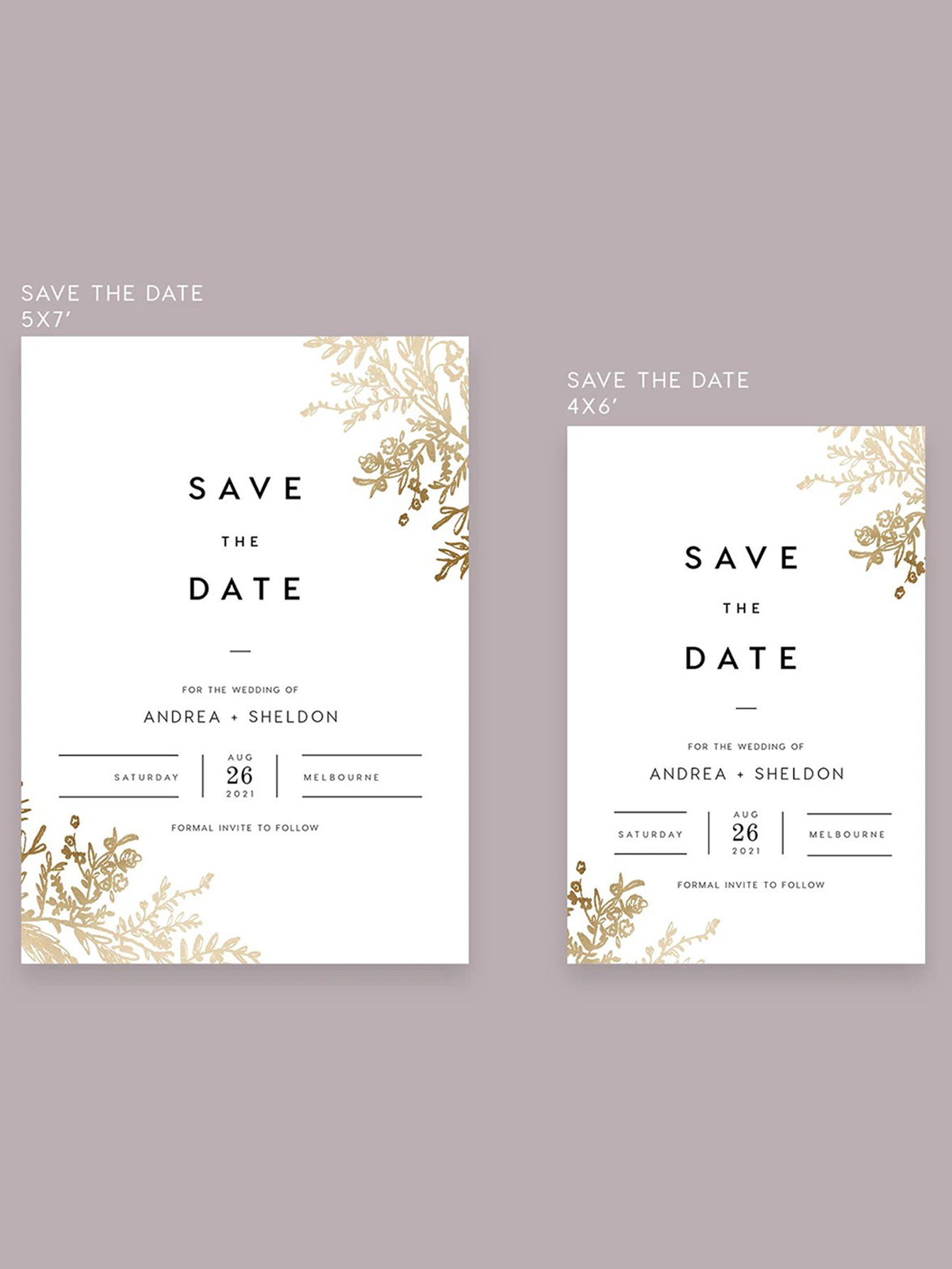 Golden Leaf Modern Save the Date Card
